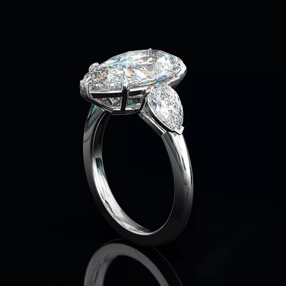 New 925 Silver Three Water Drop Romantic Diamond Ring - Picture 2 of 6